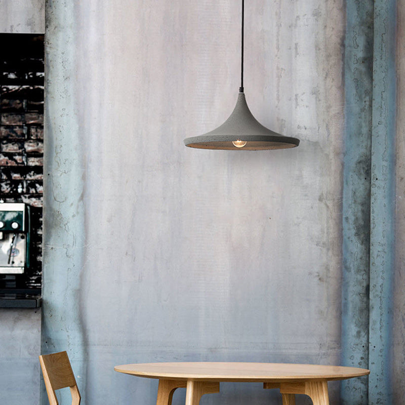 Conical Cement Suspension Lighting Nordic Style 1��Bulb Grey Pendant Ceiling Light Grey Clearhalo 'Ceiling Lights' 'Modern Pendants' 'Modern' 'Pendant Lights' 'Pendants' Lighting' 2186686