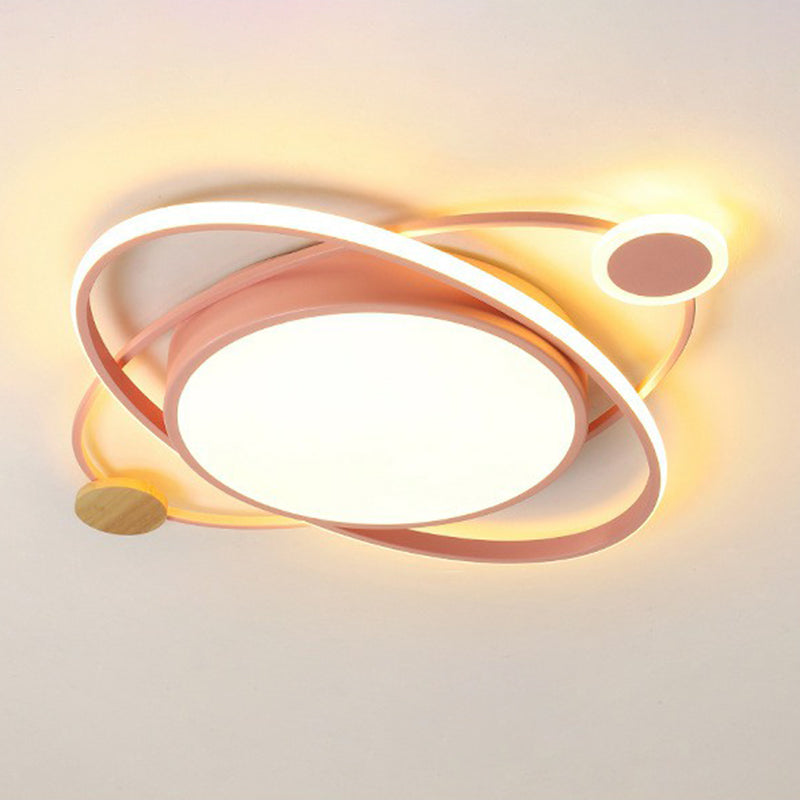 Macaron Orbit Shaped LED Flush Mount Lighting Metallic Kids Bedroom Flush Mount Ceiling Light Clearhalo 'Ceiling Lights' 'Close To Ceiling Lights' 'Close to ceiling' 'Flush mount' Lighting' 2186806