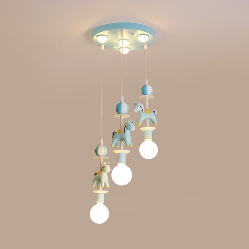 Rainbow Unicorn Nursery Pendant Ceiling Light Resin Kids Multi Lamp Pendant Light Clearhalo 'Ceiling Lights' 'Pendant Lights' 'Pendants' Lighting' 2187776