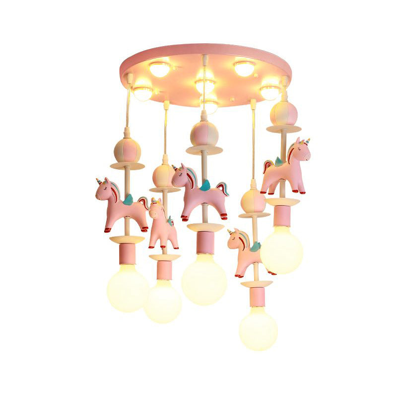Rainbow Unicorn Nursery Pendant Ceiling Light Resin Kids Multi Lamp Pendant Light Clearhalo 'Ceiling Lights' 'Pendant Lights' 'Pendants' Lighting' 2187781