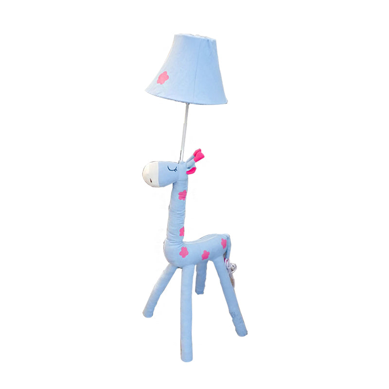 Red/Yellow Bell Shade Standing Floor Lamp Kids 1 Head Fabric Floor Lamp with Giraffe Base for Living Room Clearhalo 'Floor Lamps' 'Lamps' Lighting' 218840