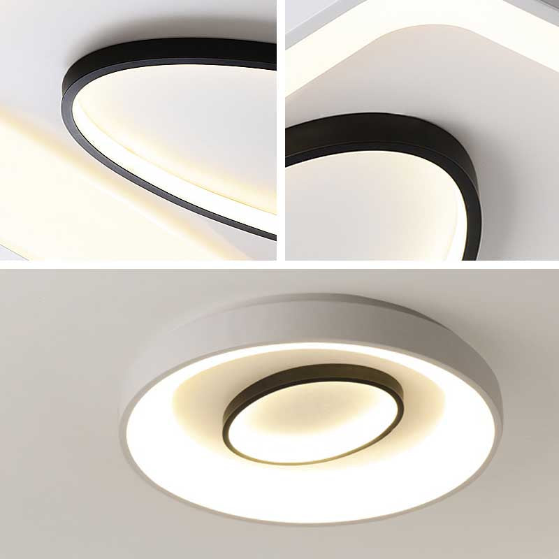 Bedroom Square/Rectangle and Oval Flush Mount Light 16"/19.5"/35.5" Wide Nordic Metal LED White Flush Lamp in Warm/White Light Clearhalo 'Ceiling Lights' 'Close To Ceiling Lights' 'Close to ceiling' 'Flush mount' Lighting' 218915