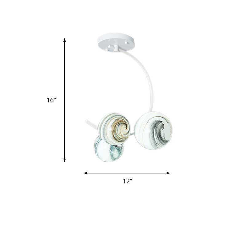Ball Ceiling Lamp Modernism Hand Blown Glass 3/5 Lights Semi Flush Mount Lighting in Black/White Clearhalo 'Ceiling Lights' 'Chandeliers' 'Close To Ceiling Lights' 'Close to ceiling' 'Glass shade' 'Glass' 'Semi-flushmount' Lighting' 219051