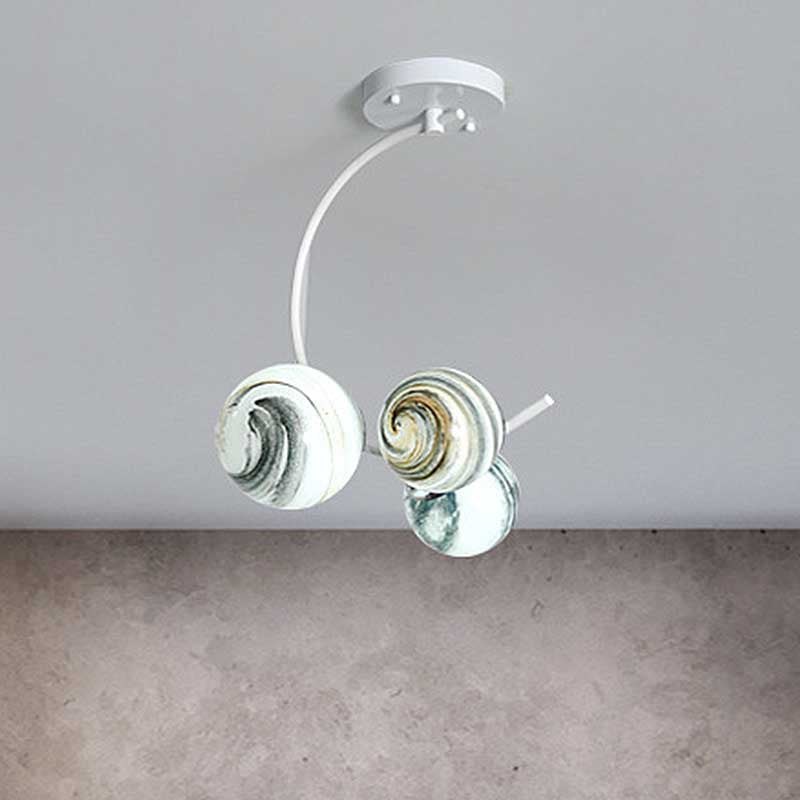 Ball Ceiling Lamp Modernism Hand Blown Glass 3/5 Lights Semi Flush Mount Lighting in Black/White Clearhalo 'Ceiling Lights' 'Chandeliers' 'Close To Ceiling Lights' 'Close to ceiling' 'Glass shade' 'Glass' 'Semi-flushmount' Lighting' 219066