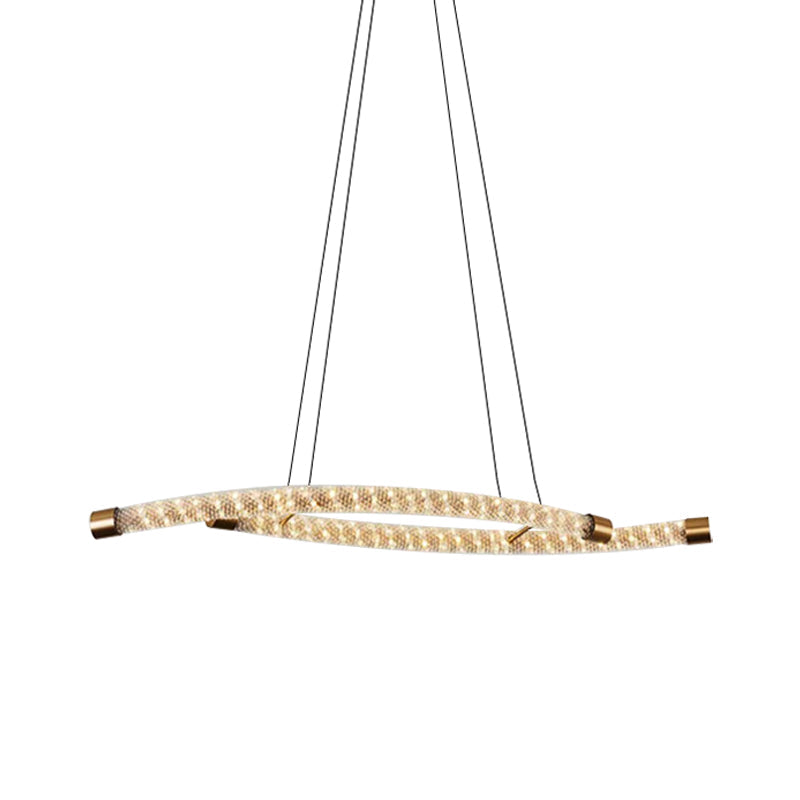 Rope-Shaped Living Room Chandelier Pendant Modernist Crystal Gold LED Ceiling Light Fixture Clearhalo 'Ceiling Lights' 'Chandeliers' 'Modern Chandeliers' 'Modern' Lighting' 219266