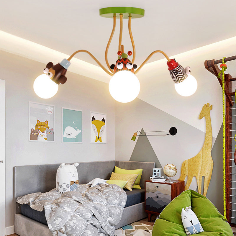Yellow Octopus Flush Mount Light Cartoon Metal Semi Flush Ceiling Light with Animal Socket Clearhalo 'Ceiling Lights' 'Close To Ceiling Lights' 'Close to ceiling' 'Semi-flushmount' Lighting' 2197129
