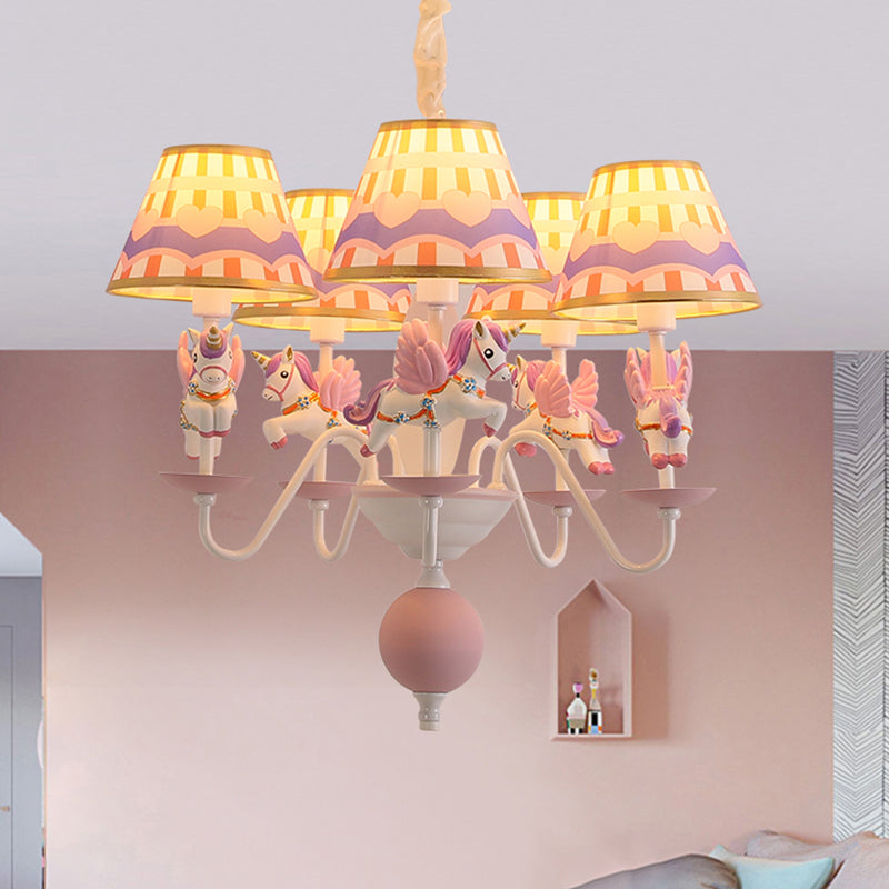 Cartoon Flying Unicorn Chandelier Pendant Light Resin Nursery Hanging Light with Empire Shade Clearhalo 'Ceiling Lights' 'Chandeliers' Lighting' options 2197423