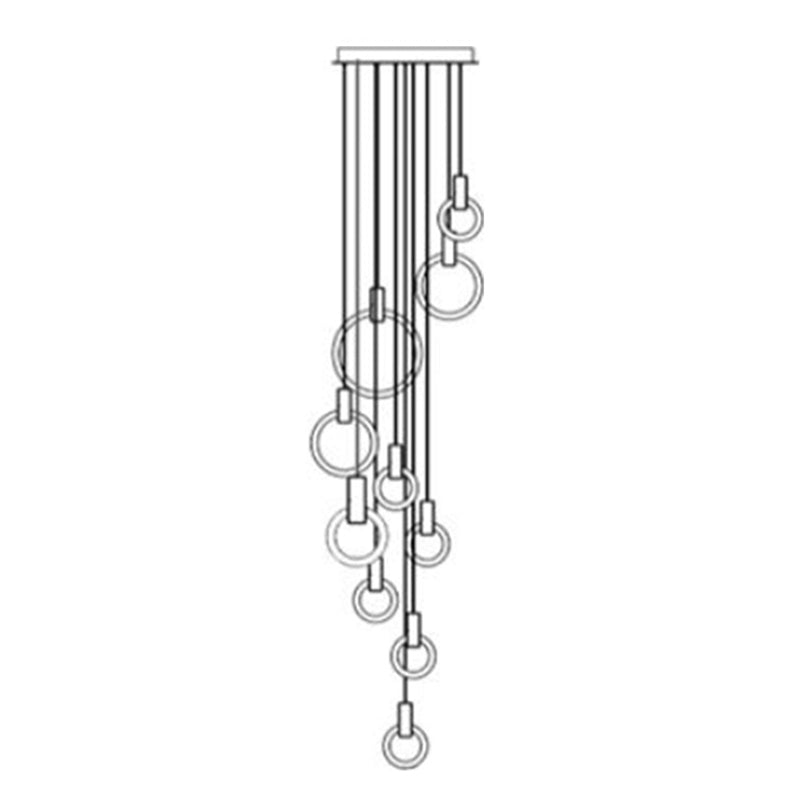 Ring Shaped Acrylic LED Multi Light Pendant Modern Style Gold Hanging Lighting for Staircase Clearhalo 'Ceiling Lights' 'Modern Pendants' 'Modern' 'Pendant Lights' 'Pendants' Lighting' 2197711