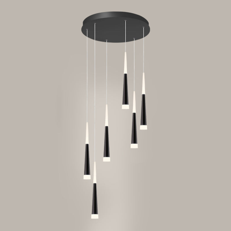 Spiral Multi Ceiling Light Minimalistic Metallic Staircase Suspension Lighting with Acrylic Shade 6 White Clearhalo 'Ceiling Lights' 'Modern Pendants' 'Modern' 'Pendant Lights' 'Pendants' Lighting' 2197747