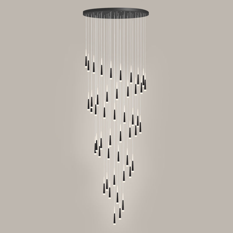 Spiral Multi Ceiling Light Minimalistic Metallic Staircase Suspension Lighting with Acrylic Shade 48 White Clearhalo 'Ceiling Lights' 'Modern Pendants' 'Modern' 'Pendant Lights' 'Pendants' Lighting' 2197754