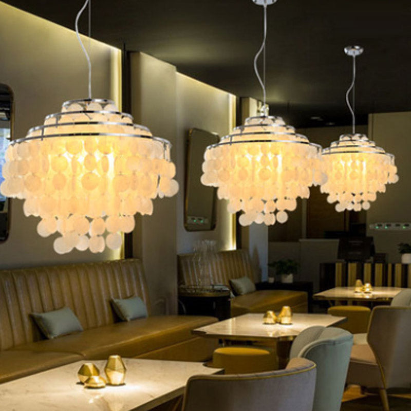 Shell Hanging String Ceiling Lighting Traditional Restaurant Chandelier Light Fixture Clearhalo 'Ceiling Lights' 'Chandeliers' Lighting' options 2198149