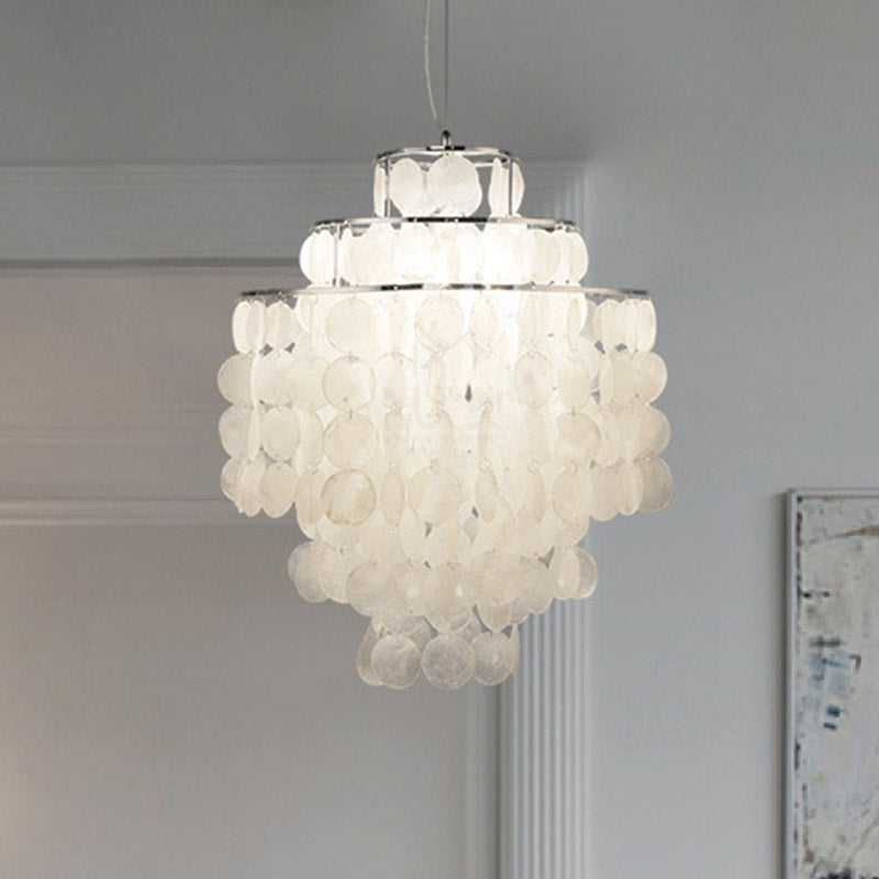 Shell Hanging String Ceiling Lighting Traditional Restaurant Chandelier Light Fixture Clearhalo 'Ceiling Lights' 'Chandeliers' Lighting' options 2198151
