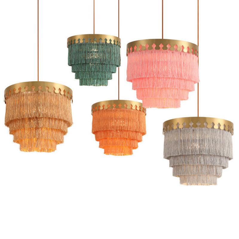 Tiered Living Room Suspension Light Simple Fringe Single-Bulb Gold Pendant Light Fixture Clearhalo 'Ceiling Lights' 'Pendant Lights' 'Pendants' Lighting' 2198182