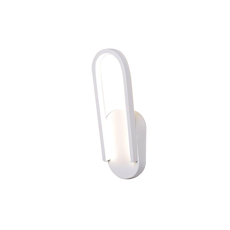 Simple Sconce Light Black/White Semi Oblong LED Wall Sconce with Acrylic Shade, Warm/White Light Clearhalo 'Modern wall lights' 'Modern' 'Wall Lamps & Sconces' 'Wall Lights' Lighting' 219830