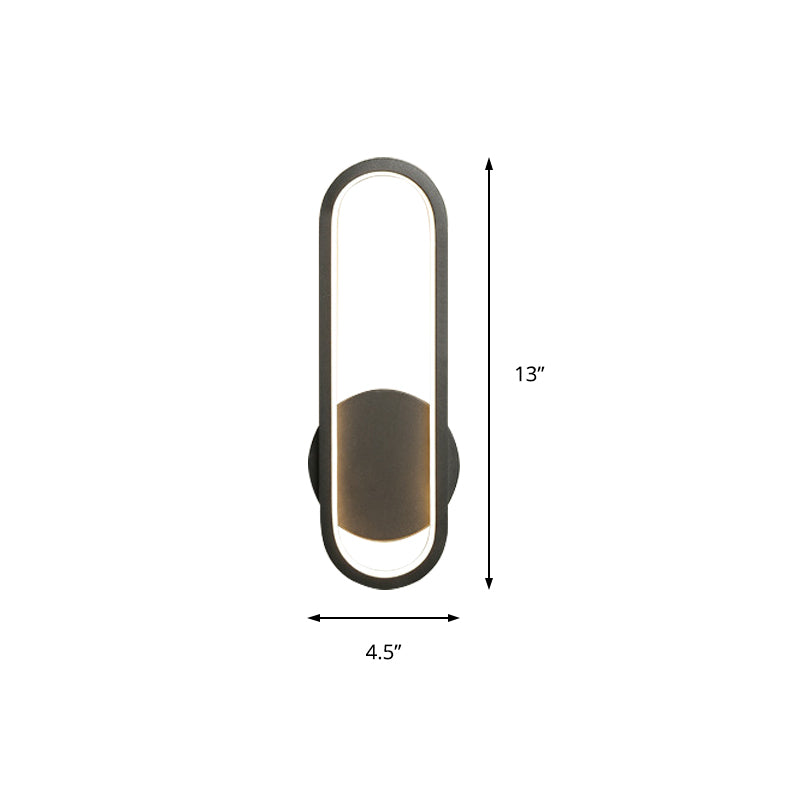 Black/White Oblong LED Wall Sconce Minimal Acrylic Living Room Wall Lighting Ideas, White/Warm Light Clearhalo 'Modern wall lights' 'Modern' 'Wall Lamps & Sconces' 'Wall Lights' Lighting' 219841