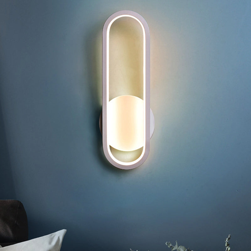 Black/White Oblong LED Wall Sconce Minimal Acrylic Living Room Wall Lighting Ideas, White/Warm Light White Clearhalo 'Modern wall lights' 'Modern' 'Wall Lamps & Sconces' 'Wall Lights' Lighting' 219844