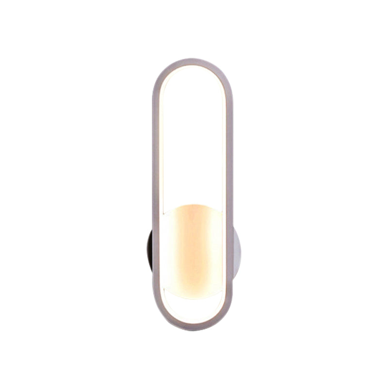 Black/White Oblong LED Wall Sconce Minimal Acrylic Living Room Wall Lighting Ideas, White/Warm Light Clearhalo 'Modern wall lights' 'Modern' 'Wall Lamps & Sconces' 'Wall Lights' Lighting' 219845