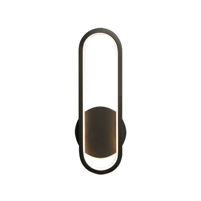 Black/White Oblong LED Wall Sconce Minimal Acrylic Living Room Wall Lighting Ideas, White/Warm Light Clearhalo 'Modern wall lights' 'Modern' 'Wall Lamps & Sconces' 'Wall Lights' Lighting' 219848