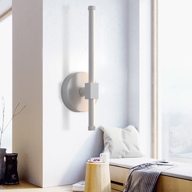 Acrylic Wall Sconce Bar Simple LED Black/White Wall Mounted Lamp with Rotatable Design in Warm/White Light White Clearhalo 'Modern wall lights' 'Modern' 'Wall Lamps & Sconces' 'Wall Lights' Lighting' 219883