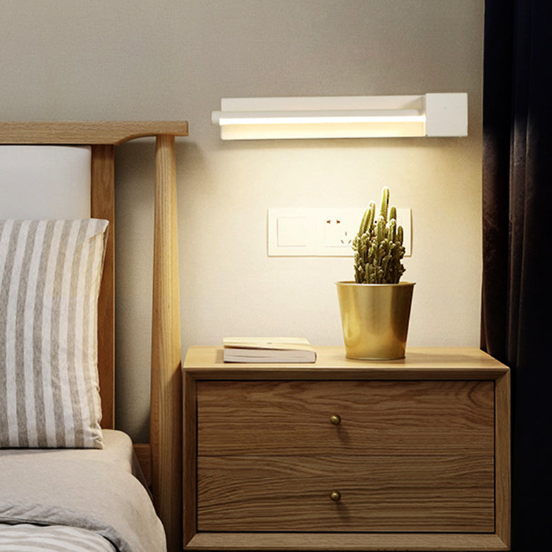 Adjustable Acrylic Shaded Linear Wall Sconce Simplicity LED Black/White Wall Mounted Light Fixture, Warm/White Light Clearhalo 'Modern wall lights' 'Modern' 'Wall Lamps & Sconces' 'Wall Lights' Lighting' 219916
