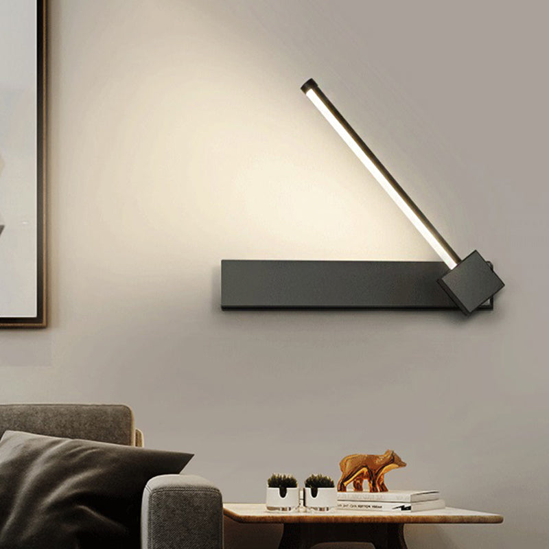 Adjustable Acrylic Shaded Linear Wall Sconce Simplicity LED Black/White Wall Mounted Light Fixture, Warm/White Light Black Clearhalo 'Modern wall lights' 'Modern' 'Wall Lamps & Sconces' 'Wall Lights' Lighting' 219917