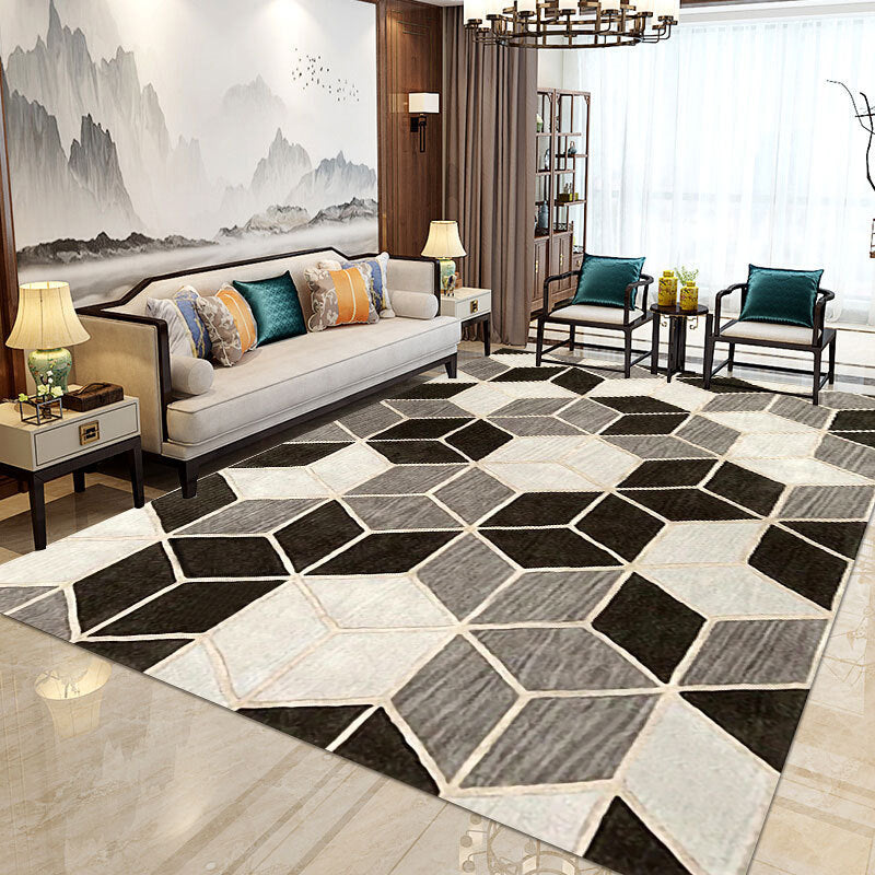 Modern Home Decorative Rug Multi Colored Geometry Area Rug Polypropylene Washable Stain Resistant Non-Slip Backing Rug Brown Clearhalo 'Area Rug' 'Modern' 'Rugs' Rug' 2199232