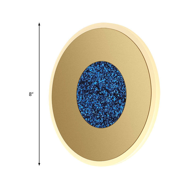 Blue and Bras Disk LED Wall Sconce Lighting Modernist 8"/11" Dia Wall Mount Lamp with Acrylic Shade Clearhalo 'Modern wall lights' 'Modern' 'Wall Lamps & Sconces' 'Wall Lights' Lighting' 219966