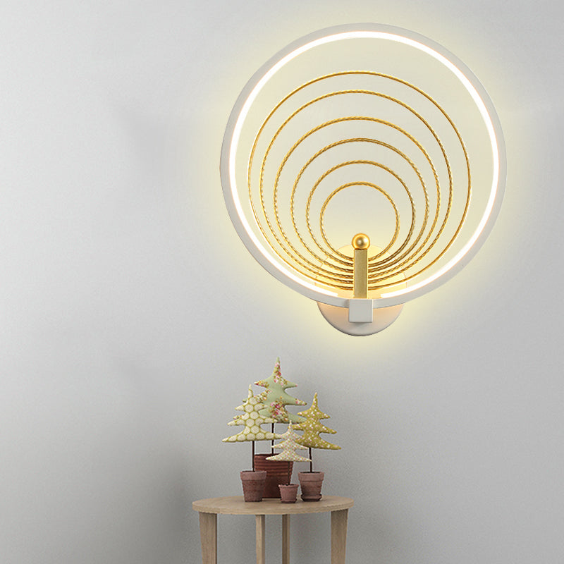 Bedroom LED Sconce Light Fixture Black/White Bedside Wall Light Sconce with Halo-Ring Acrylic Shade Clearhalo 'Modern wall lights' 'Modern' 'Wall Lamps & Sconces' 'Wall Lights' Lighting' 220027
