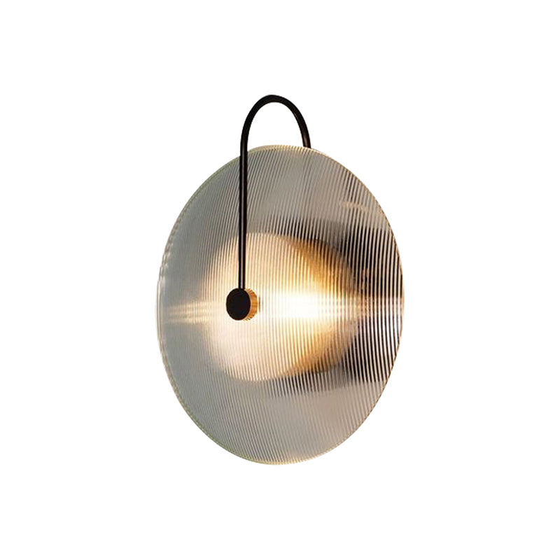 Gold/Black Armed Wall Sconce Minimalist Prismatic Glass 1 Light Bell Shaped Wall Mounted Lamp Clearhalo 'Cast Iron' 'Glass' 'Industrial' 'Modern wall lights' 'Modern' 'Tiffany' 'Traditional wall lights' 'Wall Lamps & Sconces' 'Wall Lights' Lighting' 220094