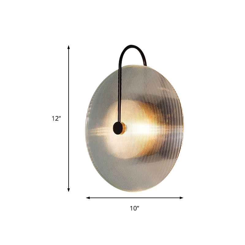 Gold/Black Armed Wall Sconce Minimalist Prismatic Glass 1 Light Bell Shaped Wall Mounted Lamp Clearhalo 'Cast Iron' 'Glass' 'Industrial' 'Modern wall lights' 'Modern' 'Tiffany' 'Traditional wall lights' 'Wall Lamps & Sconces' 'Wall Lights' Lighting' 220095