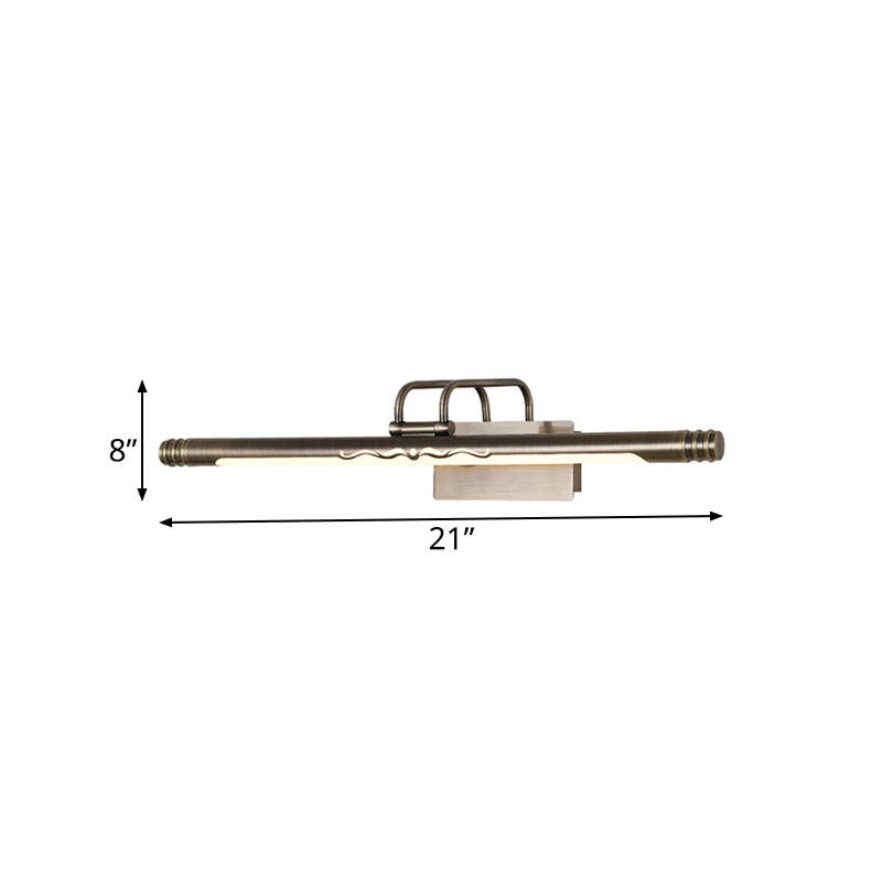 Bronze/Brass LED Vanity Light Fixture Classic Metal Tube Sconce Lamp in White/Warm Light, 21"/26"/29" W Clearhalo 'Vanity Lights' 'Wall Lights' Lighting' 220416