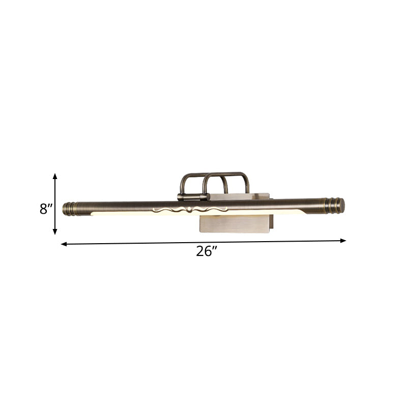 Bronze/Brass LED Vanity Light Fixture Classic Metal Tube Sconce Lamp in White/Warm Light, 21"/26"/29" W Clearhalo 'Vanity Lights' 'Wall Lights' Lighting' 220417