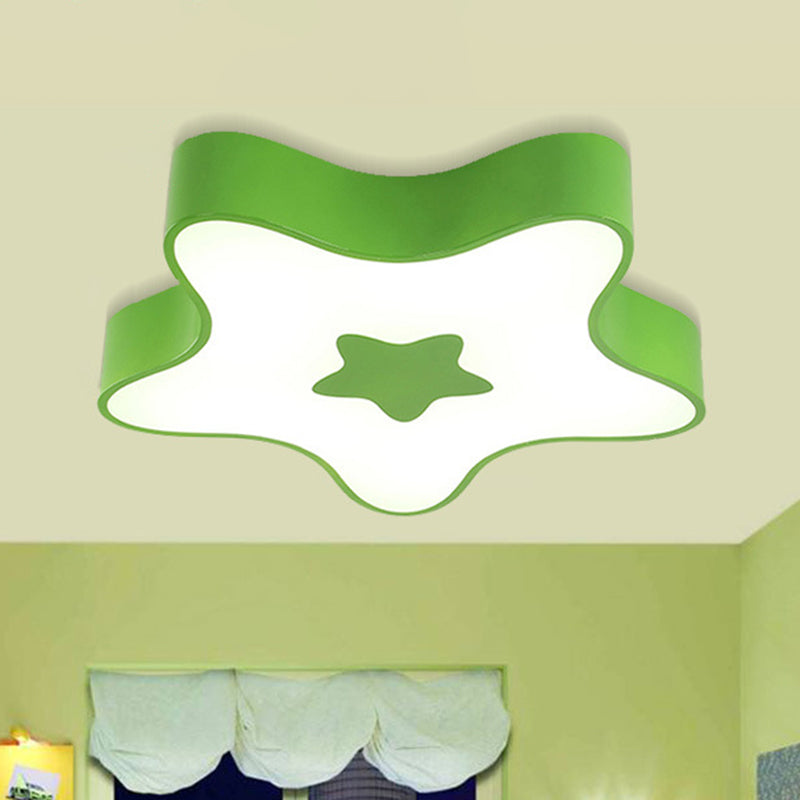 Star Shade Nursery Flush Mount Lighting Acrylic Kids Style LED Flush Mount Fixture Green Clearhalo 'Ceiling Lights' 'Close To Ceiling Lights' 'Close to ceiling' 'Flush mount' Lighting' 2204251