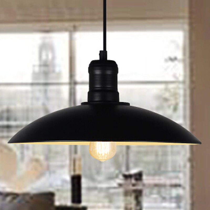 Metallic Pot Cover Suspension Lighting Retro Style 1��Head Restaurant Pendant Ceiling Light Clearhalo 'Ceiling Lights' 'Industrial Pendants' 'Industrial' 'Middle Century Pendants' 'Pendant Lights' 'Pendants' 'Tiffany' Lighting' 2204497