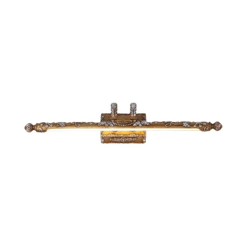 LED Resin Vanity Lighting Classic Brass Linear Bedroom Sconce Light Fixture in White/Warm Light, 21"/27" W Clearhalo 'Vanity Lights' 'Wall Lights' Lighting' 220469