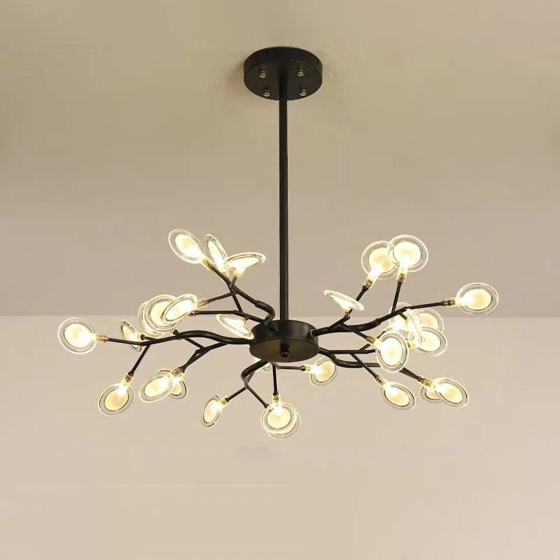 Simplicity Branched Firefly Chandelier Light Acrylic Living Room LED Pendant Light Fixture 30 Black B Clearhalo 'Ceiling Lights' 'Chandeliers' 'Modern Chandeliers' 'Modern' Lighting' 2205120