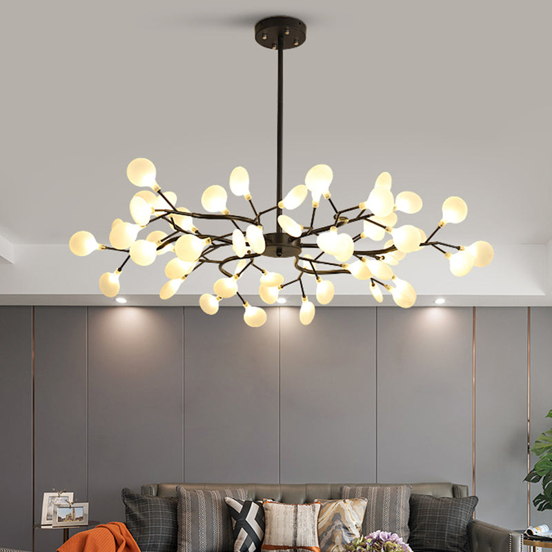 Metallic Branch Chandelier Light Simplicity LED Pendant Light Fixture for Living Room Clearhalo 'Ceiling Lights' 'Chandeliers' 'Glass shade' 'Glass' 'Modern Chandeliers' 'Modern' Lighting' 2205192