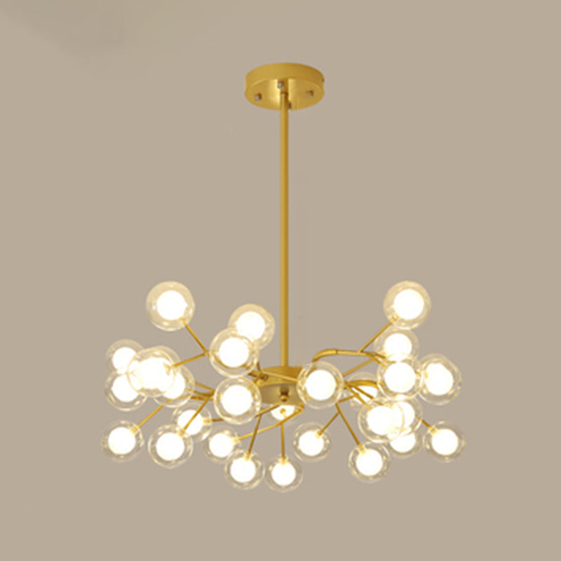 Metallic Branch Chandelier Light Simplicity LED Pendant Light Fixture for Living Room 30 Gold B Clearhalo 'Ceiling Lights' 'Chandeliers' 'Glass shade' 'Glass' 'Modern Chandeliers' 'Modern' Lighting' 2205196