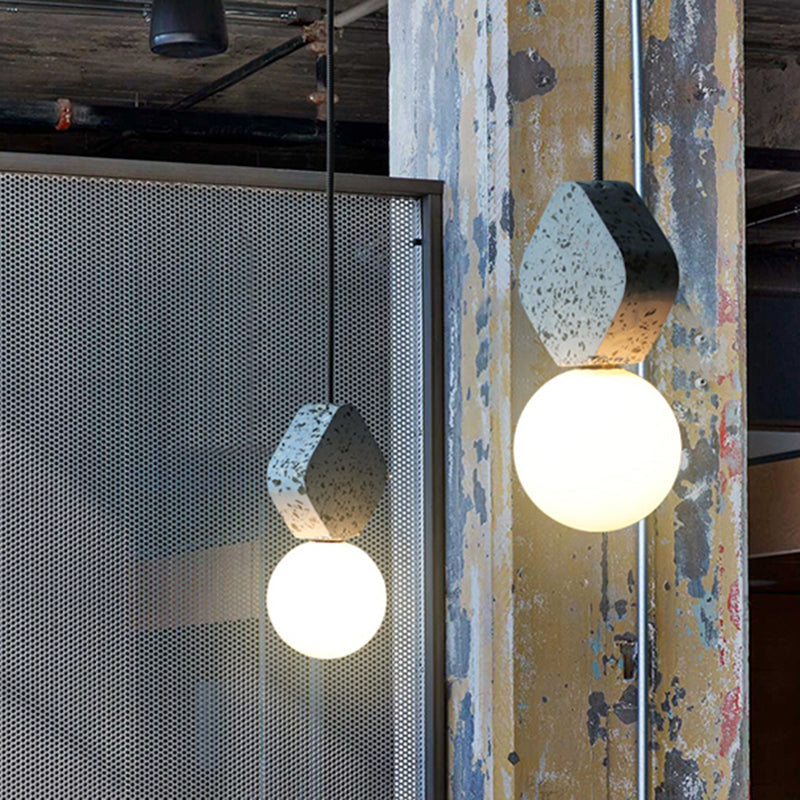 Globe Dining Room Ceiling Light Opal Glass Single Minimalistic Hanging Pendant Light with Terrazzo Decor Clearhalo 'Ceiling Lights' 'Modern Pendants' 'Modern' 'Pendant Lights' 'Pendants' Lighting' 2205298