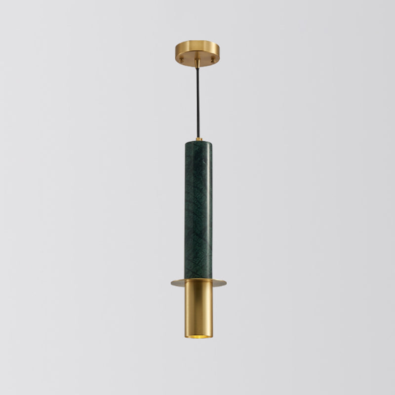 Shaded Dining Room Suspension Lighting Marble 1��Head Minimalistic Pendant Ceiling Light Green Tube Clearhalo 'Ceiling Lights' 'Modern Pendants' 'Modern' 'Pendant Lights' 'Pendants' Lighting' 2205345
