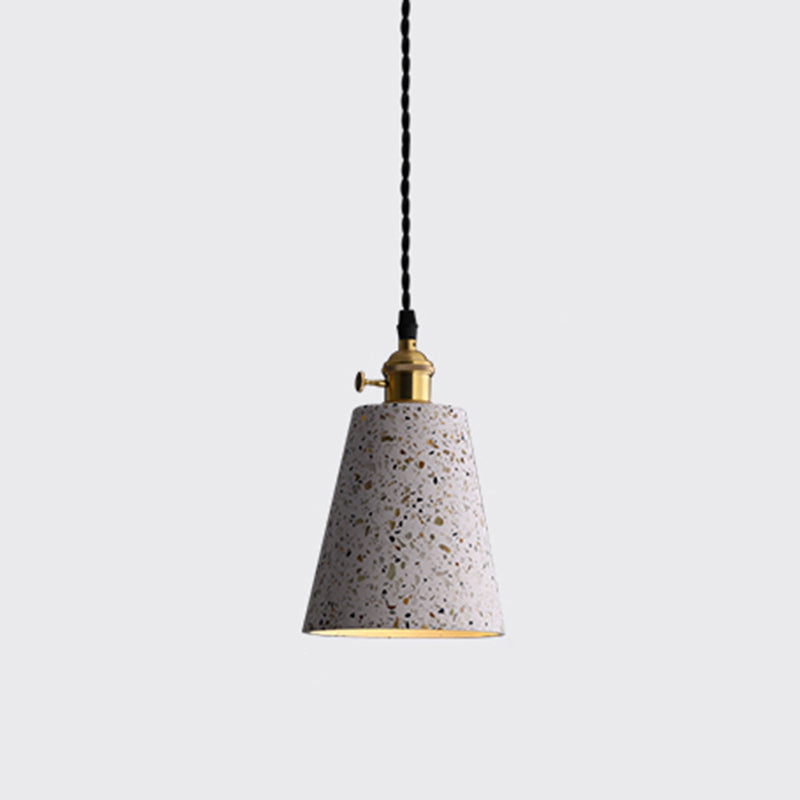 Geometric Dining Room Suspension Lighting Terrazzo 1 Head Minimalistic Pendant Ceiling Light White Cone Clearhalo 'Ceiling Lights' 'Lighting' 'Pendant Lights' 2205391_f38442f8-943f-4ad3-83d4-3ecac41f5b6a