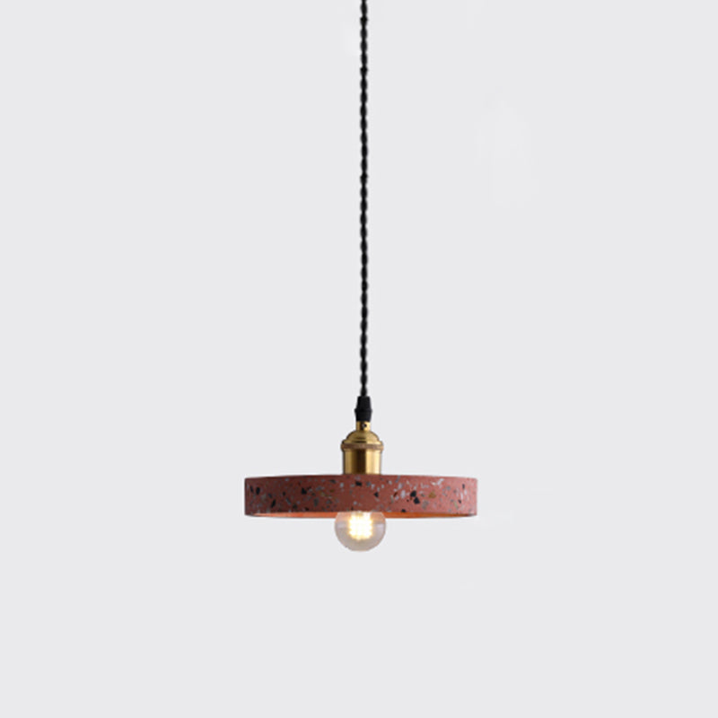 Geometric Dining Room Suspension Lighting Terrazzo 1 Head Minimalistic Pendant Ceiling Light Red Round Clearhalo 'Ceiling Lights' 'Lighting' 'Pendant Lights' 2205394_a1a6f4cb-aa04-4e6d-9a1a-6181fd4b0735