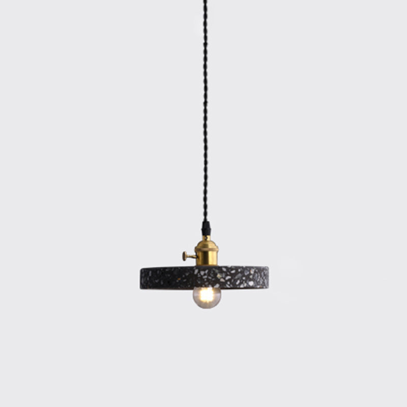 Geometric Dining Room Suspension Lighting Terrazzo 1��Head Minimalistic Pendant Ceiling Light Black Round Clearhalo 'Ceiling Lights' 'Modern Pendants' 'Modern' 'Pendant Lights' 'Pendants' Lighting' 2205396