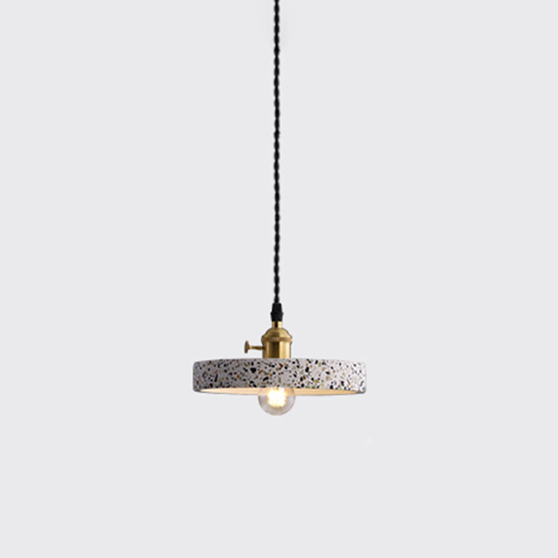 Geometric Dining Room Suspension Lighting Terrazzo 1 Head Minimalistic Pendant Ceiling Light White Round Clearhalo 'Ceiling Lights' 'Lighting' 'Pendant Lights' 2205398_b7b26d48-70f7-4737-8bb6-1aeecc836c8a
