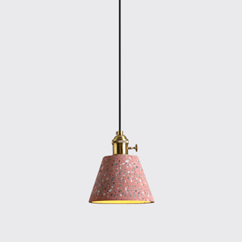 Geometric Dining Room Suspension Lighting Terrazzo 1 Head Minimalistic Pendant Ceiling Light Red Barrel Clearhalo 'Ceiling Lights' 'Lighting' 'Pendant Lights' 2205403_1974ad0d-240b-4719-ad31-c08fa0cff8b0