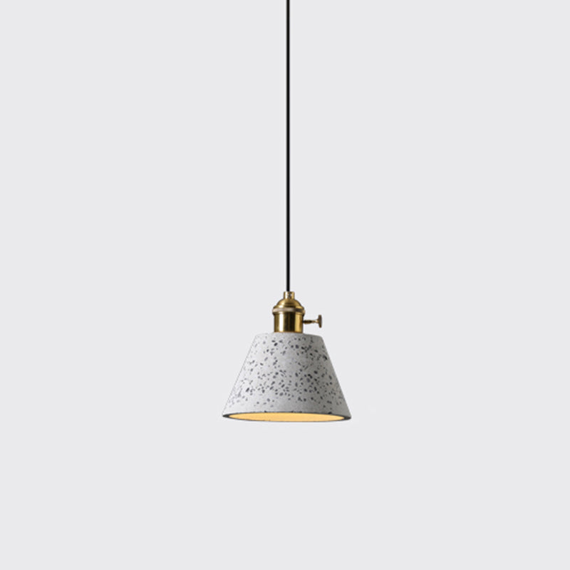 Geometric Dining Room Suspension Lighting Terrazzo 1��Head Minimalistic Pendant Ceiling Light White Barrel Clearhalo 'Ceiling Lights' 'Modern Pendants' 'Modern' 'Pendant Lights' 'Pendants' Lighting' 2205406