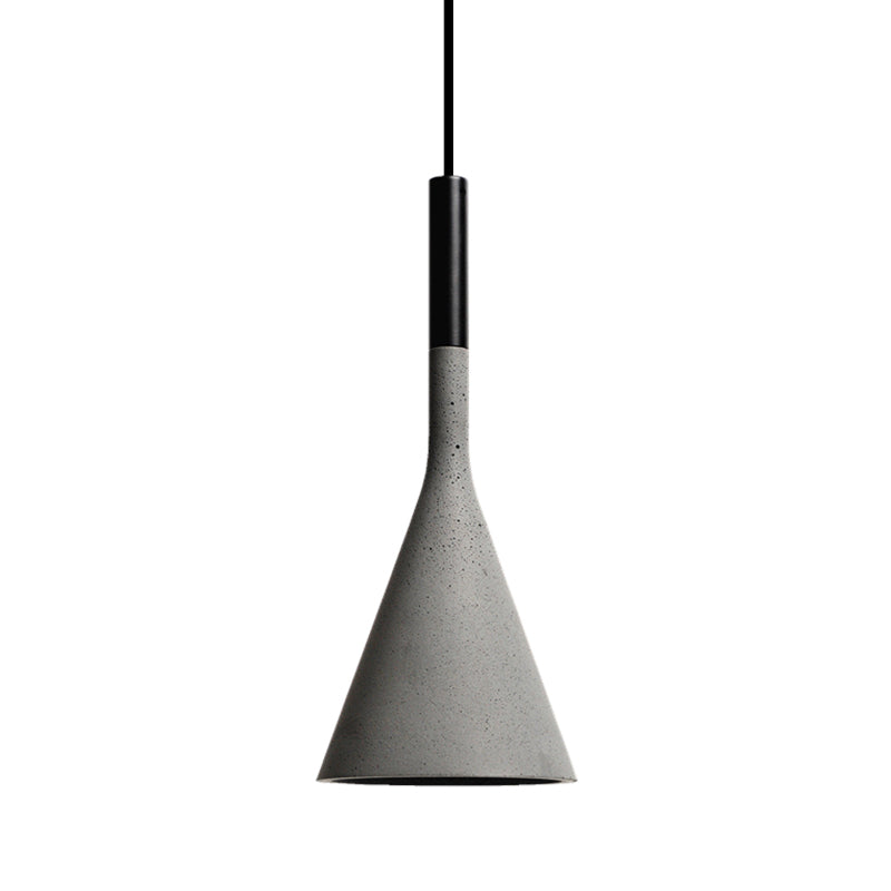 Funnel Dining Room Suspension Lighting Cement 1 Head Minimalist Pendant Ceiling Light in Grey Clearhalo 'Ceiling Lights' 'Lighting' 'Pendant Lights' 2205490_b1ac634b-7dda-4df4-be5e-9a21ef00c387