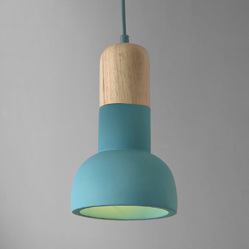 Flashlight Shaped Dining Room Hanging Lamp Cement 1 Head Minimalist Ceiling Lighting Blue Clearhalo 'Ceiling Lights' 'Lighting' 'Pendant Lights' 2205509_a80ee5a9-4eca-4a4d-a724-0ddb1de484f7