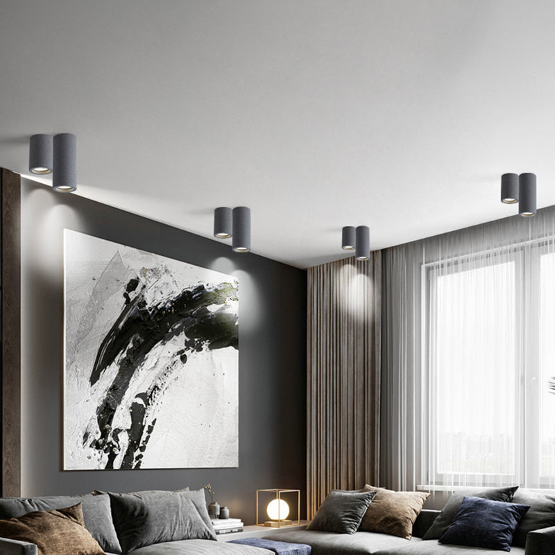 Cylinder Corridor Flush Ceiling Light Cement Minimalistic LED Flush Mount Lighting Fixture Clearhalo 'Ceiling Lights' 'Close To Ceiling Lights' 'Close to ceiling' 'Flush mount' Lighting' 2205666
