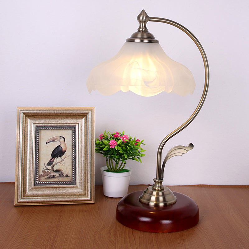 Brown Dome Table Lighting Traditional Frosted Glass Single-Bulb Living Room Nightstand Lamp Clearhalo 'Lamps' 'Table Lamps' Lighting' 2205769